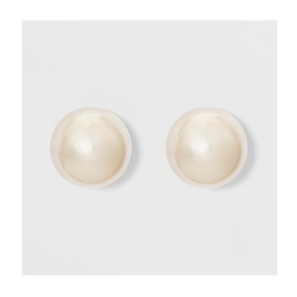 Glass Pearl Cultural Stud Earrings - A New Day™ White
